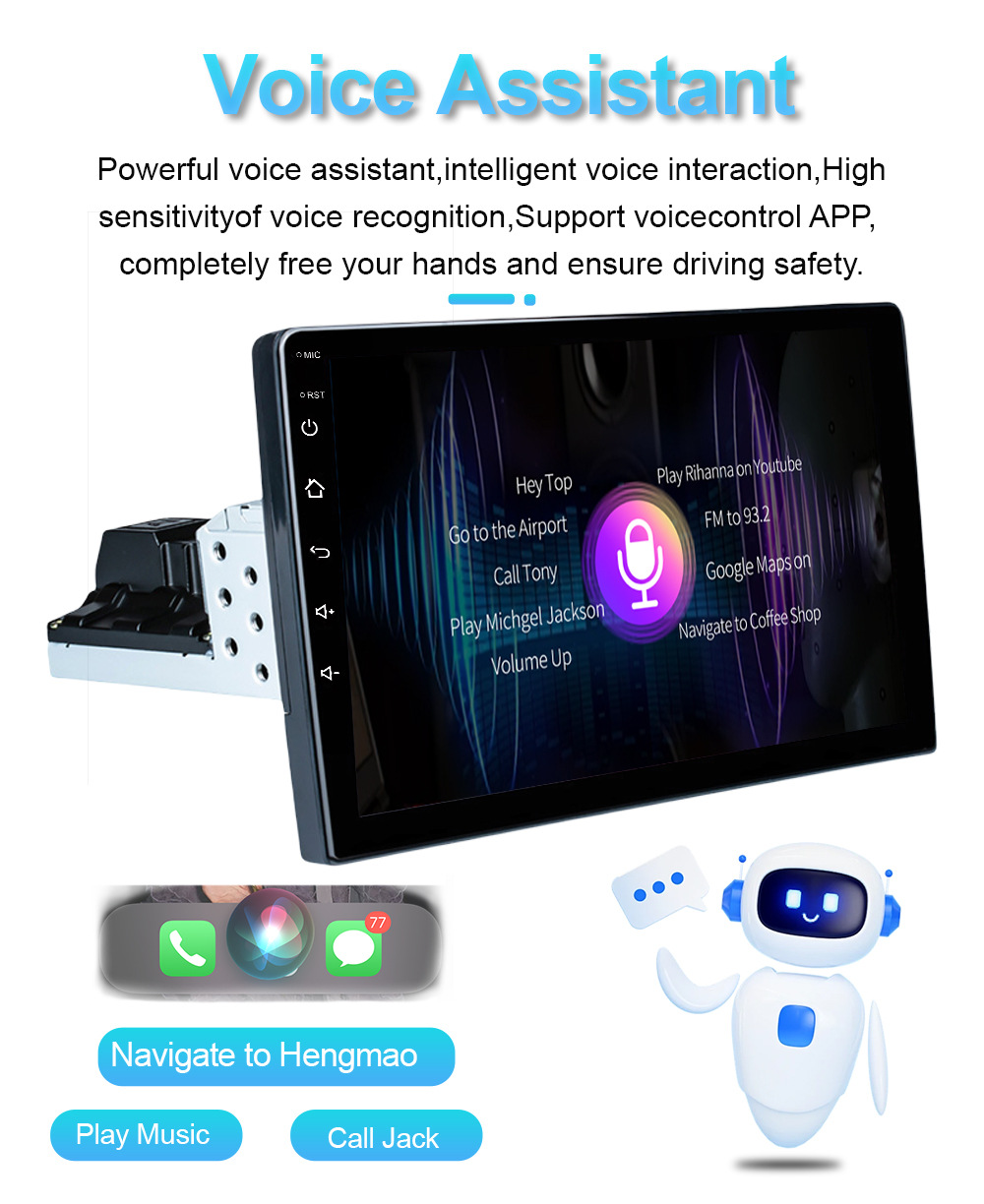 10inch Car Navigation Supports Carplay Built-In Wifi Supports Ahd Input Android Universal Car Display
