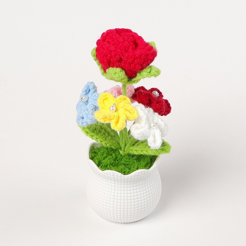 完成したウールひまわり鉢植えスズラン造花チューリップデスクトップ装飾品バレンタインデー教師クラスメートギフト|undefined