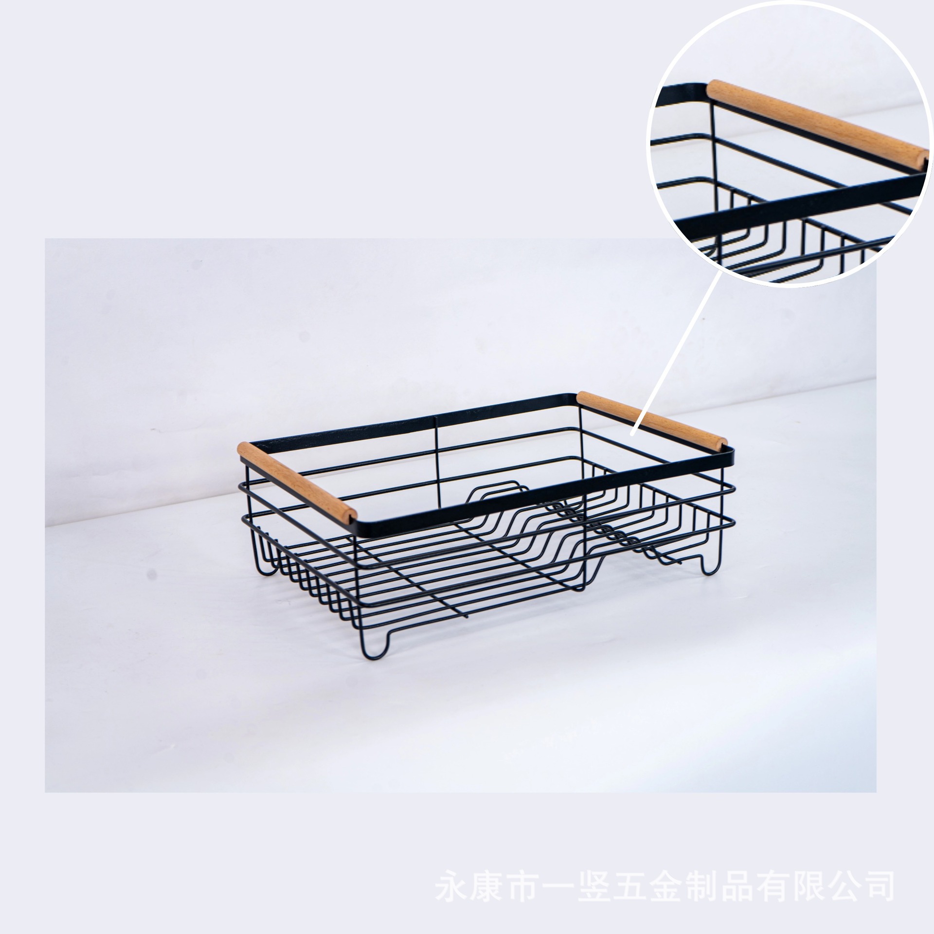 Rejilla de drenaje de cocina Rejilla de platos de una sola capa con mango de madera Jaula de palillos Rejilla de platos Encimera Fregadero multifuncional Rejilla de drenaje