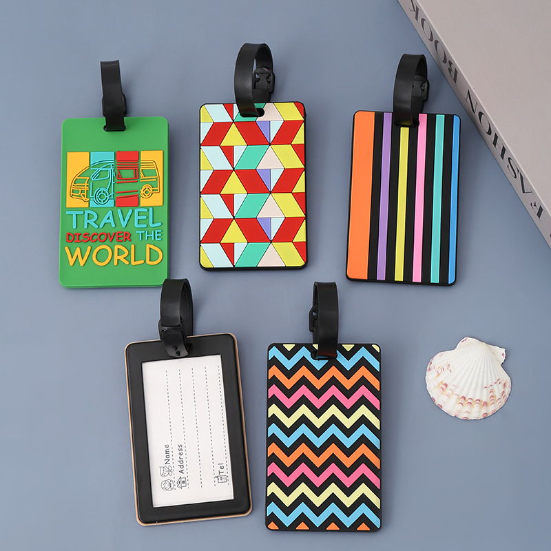 Étiquette de bagage géométrique en caoutchouc souple pour valise_voghion.com