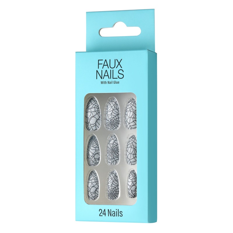 2024 Halloween Black Spider Fake Nails Abs Self-Adhesive Adult Nail Stickers Acrylic Printed Nails