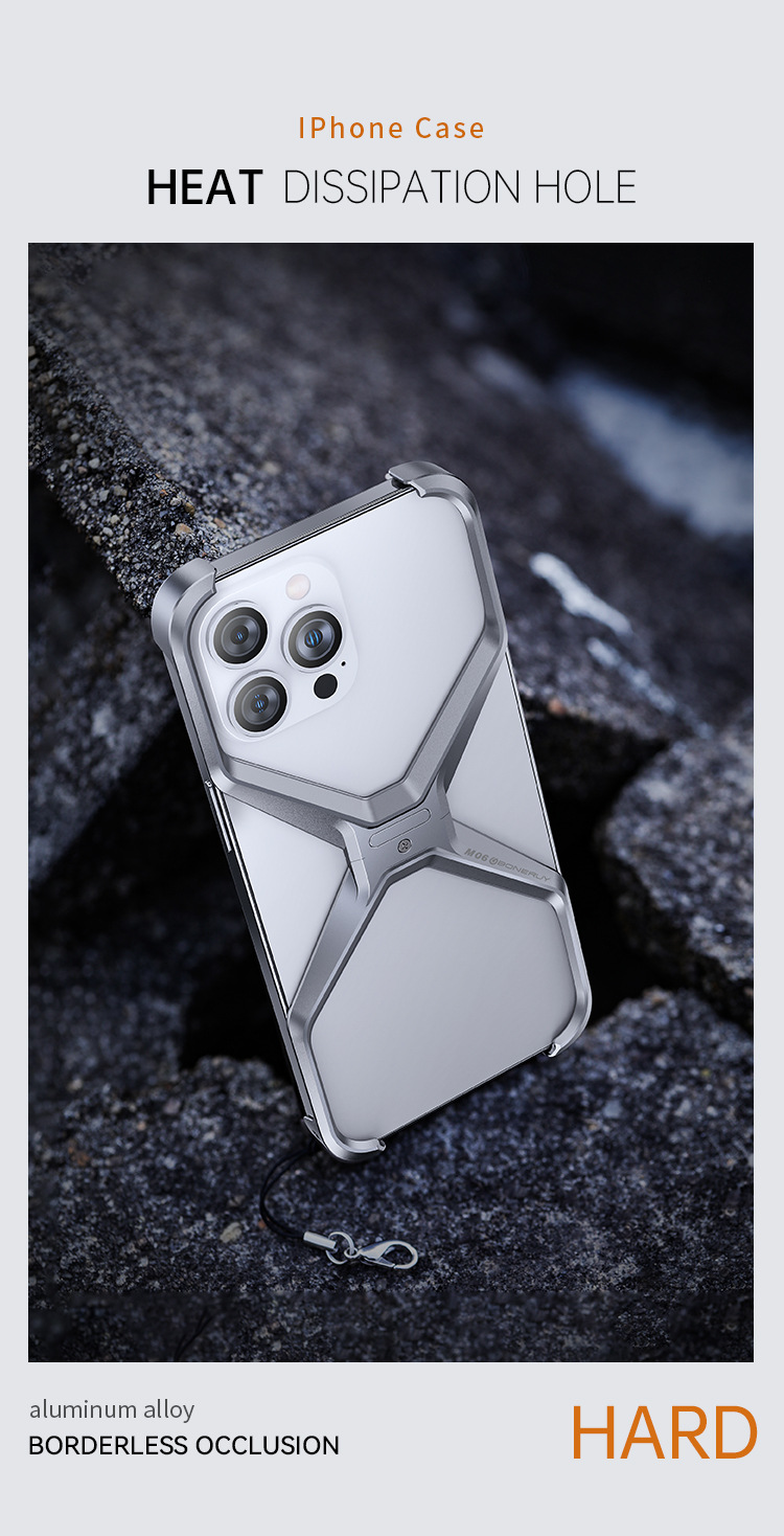 Ốp lưng iPhone 16 Pro Max kim loại chống rơi, thiết kế rỗng sáng tạo — M06 Cam điên, M06 Gió Điên Xanh, M06 màu bạc, M06 màu xám điên cuồng chi tiết 10