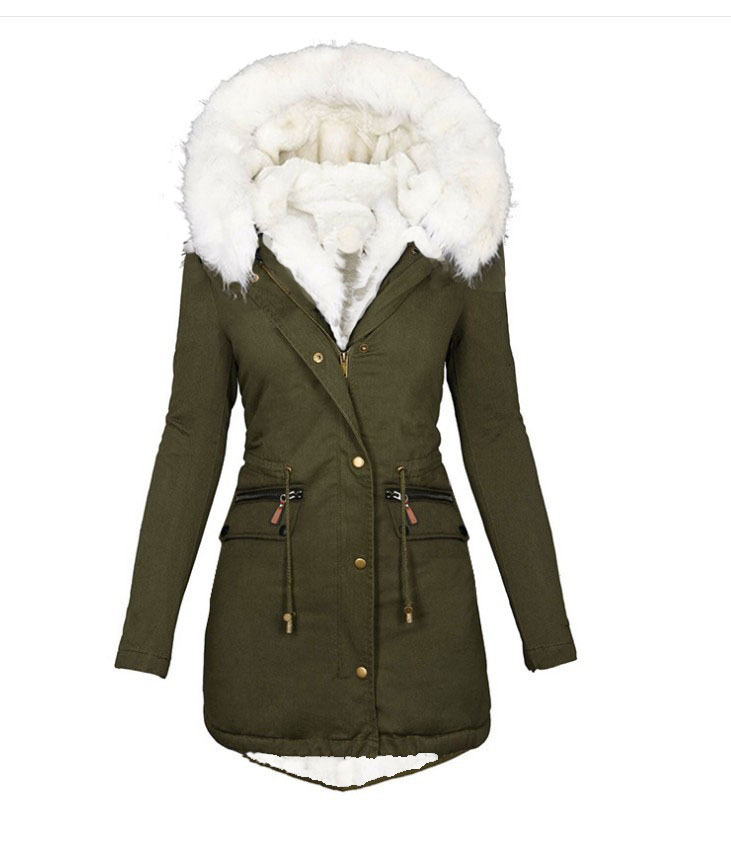 Damen Wintermantel Mit Fellkapuze Und Plüschfutter Für Den Winter_voghion.com