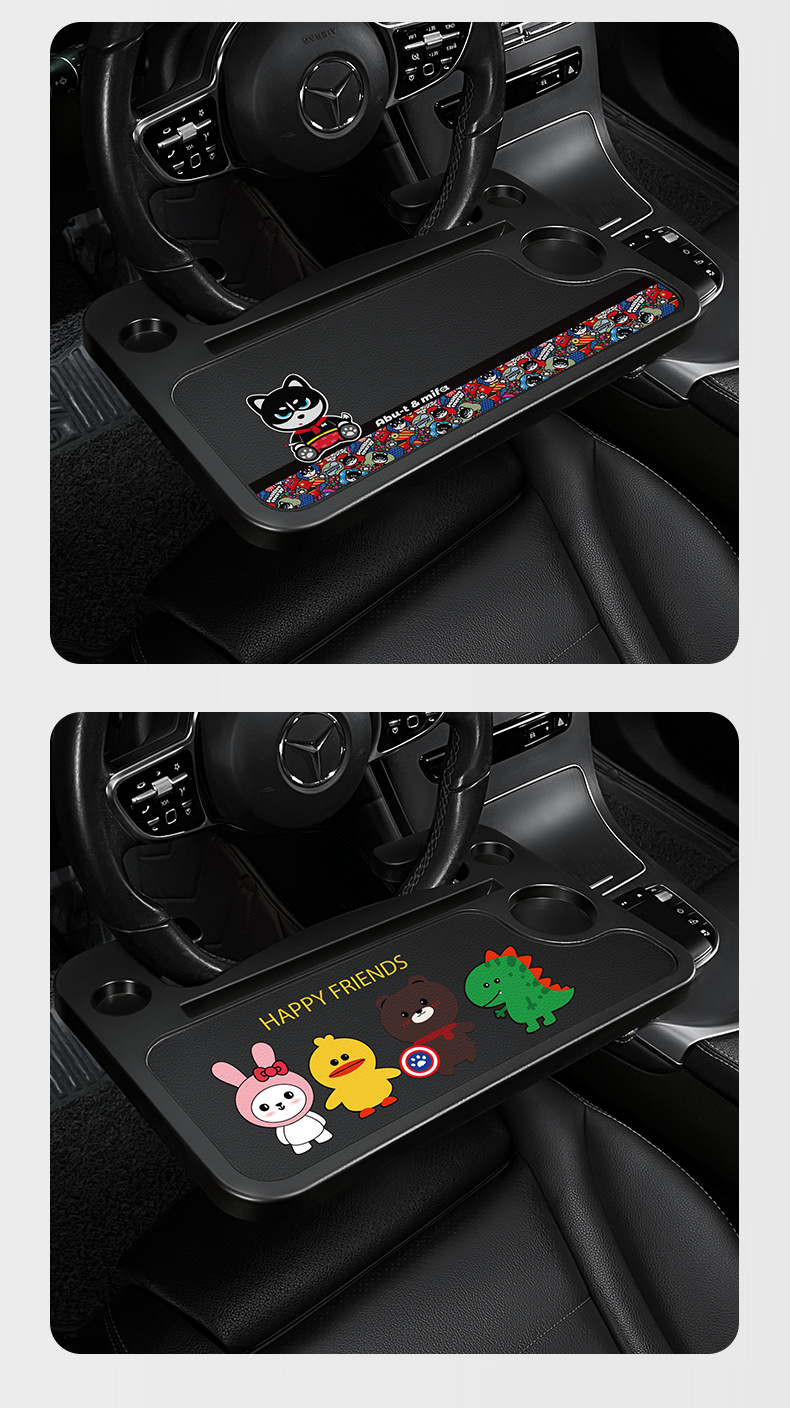 Car steering wheel table car dining table multifunctional car computer table flat bracket water cup beverage rack tray
