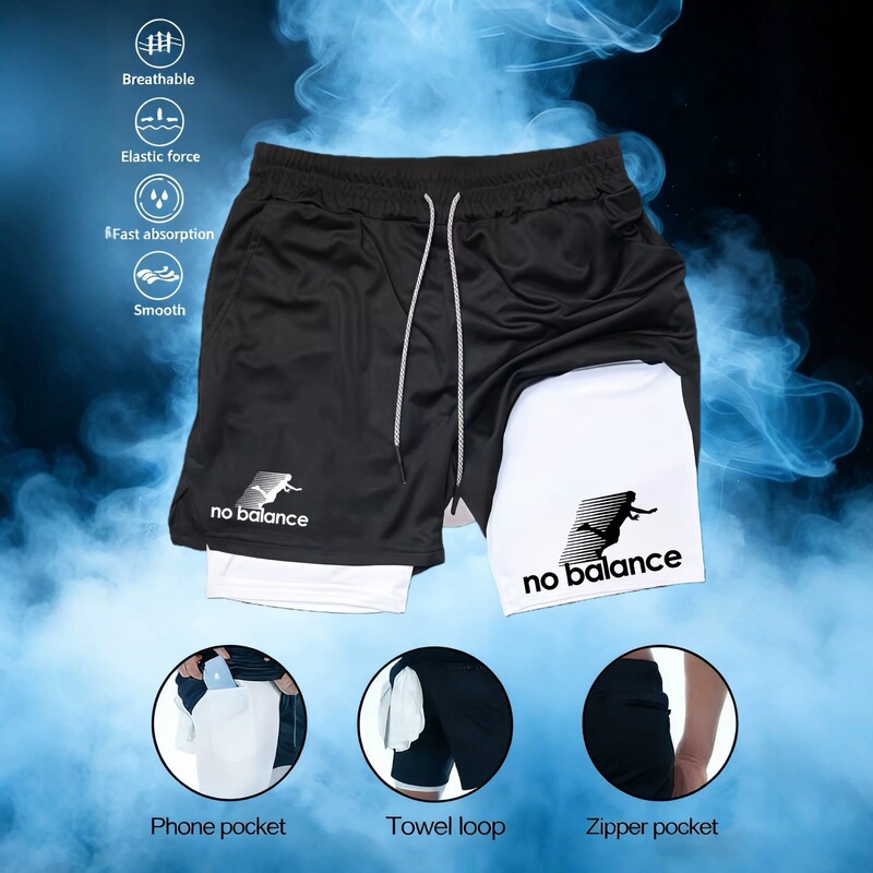 Summer Men's 2D Printed Double-Layer Sports Shorts, 2-in-1 Quick-Drying Running Shorts Summer Men's 2D Printed Double-Layer Sports Shorts, 2-in-1 Quick-Drying Running Shorts