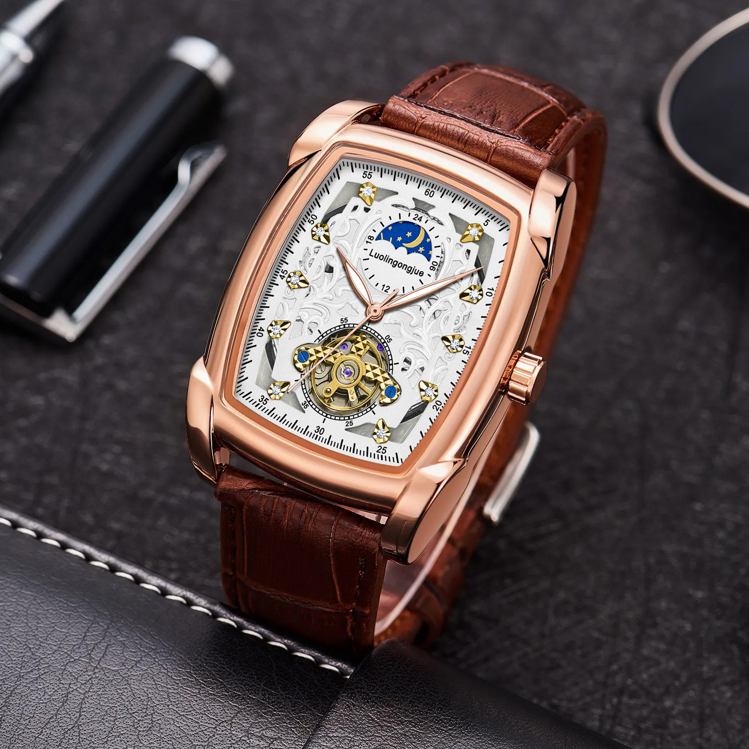 Duke of Lorraine Brand Men's Watch Douyin Live Broadcast Barrel Fully Automatic Mechanical Watch Tourbillon Sun Moon Star Batch