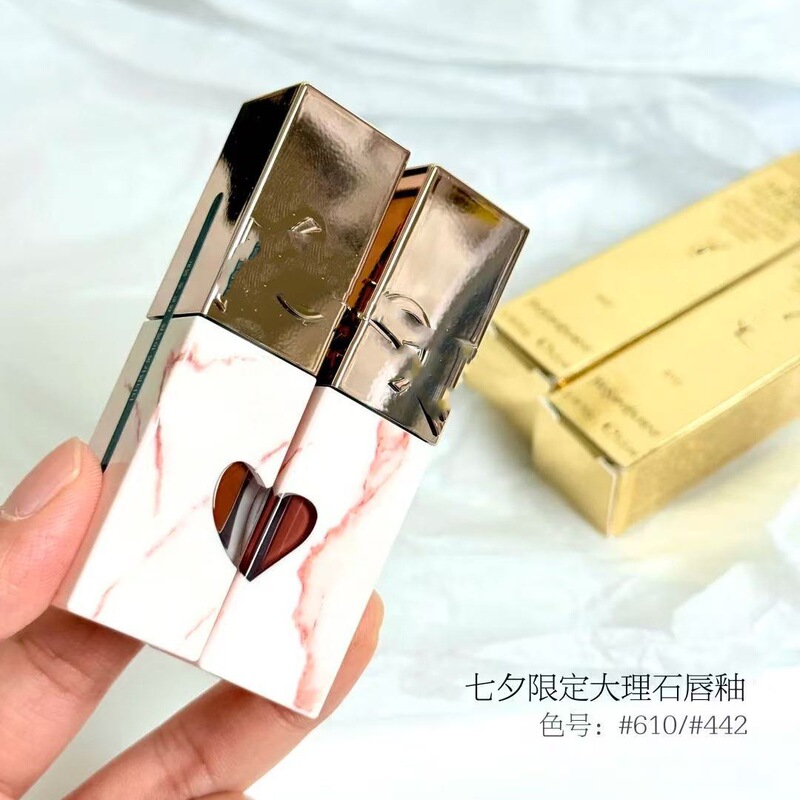 跨境大牌杨树林七夕限定爱心442口红圣家情人节大理石610唇釉|undefined