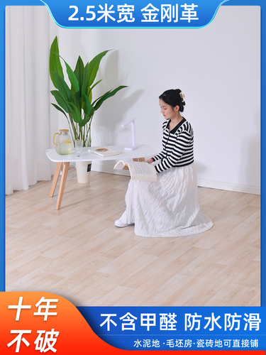 Thickened vinyl flooring for home use, wear-resistant, 2.5 meters wide, directly laid on cement ground, waterproof PVC plastic flooring