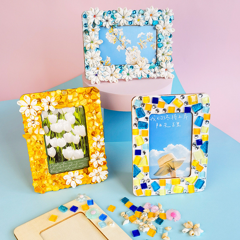 DIY Mosaic Photo Frame Cream Glue Material Package Small Stickers Family Gift DIY Handmade Wood Crafts