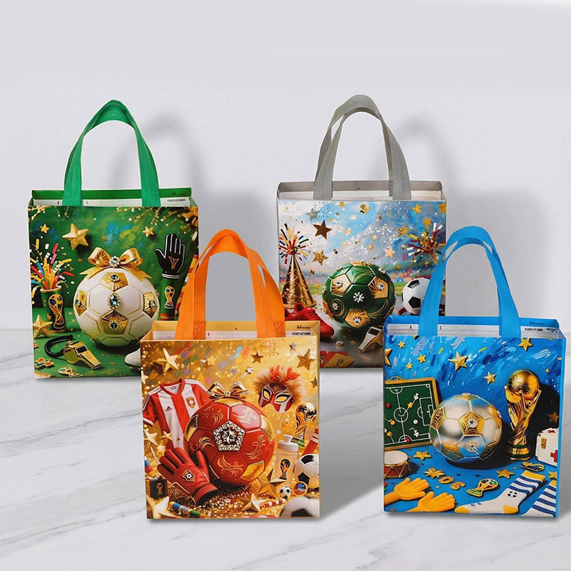 Cross-Border Non-Woven Fabric Laminated Tote Bag Football-Themed Party Gift Bag World Cup European Cup Souvenir Bag