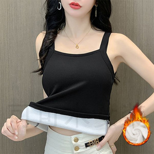 All-Match Sling Inner Underwear One-piece Velvet Cold-proof Base Top Explosive Winter Warm Vest Women's fleece-lined Thickened