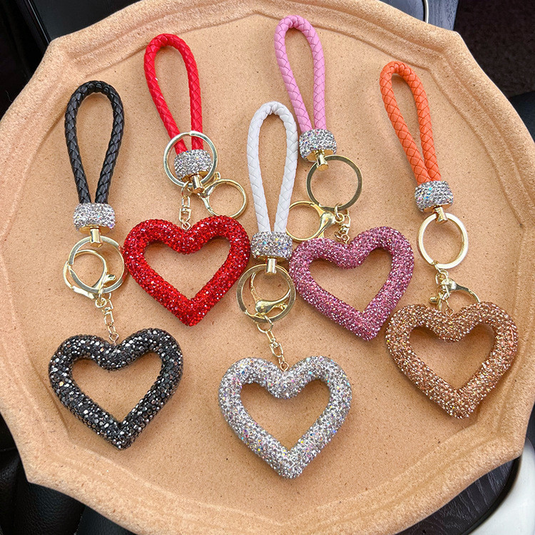 Cute Sweet Heart Shape Clay Plating Inlay Rhinestones Women's Keychain display picture 1