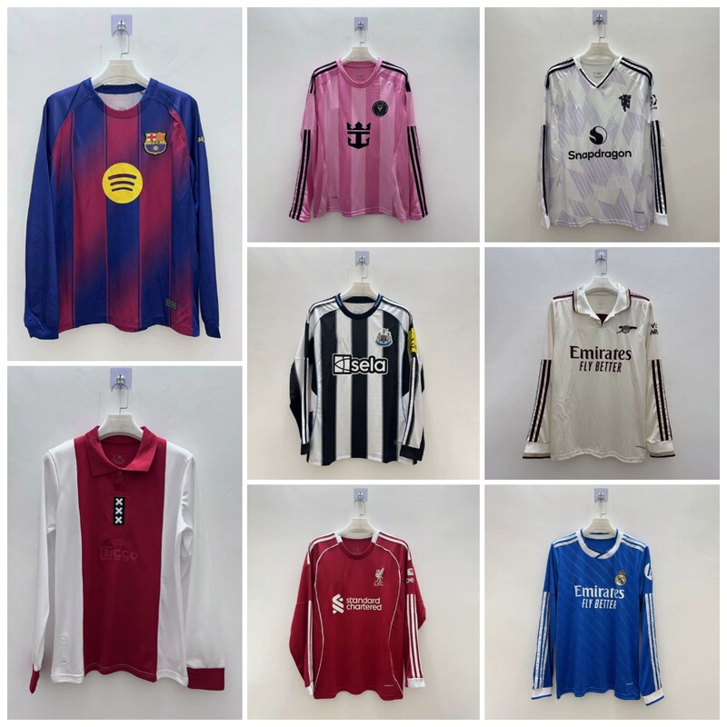 New 2526 Club Barcelona Real Madrid Fan Edition Long Sleeve Football Chelsea Paris Arsenal Ac Liverpool
