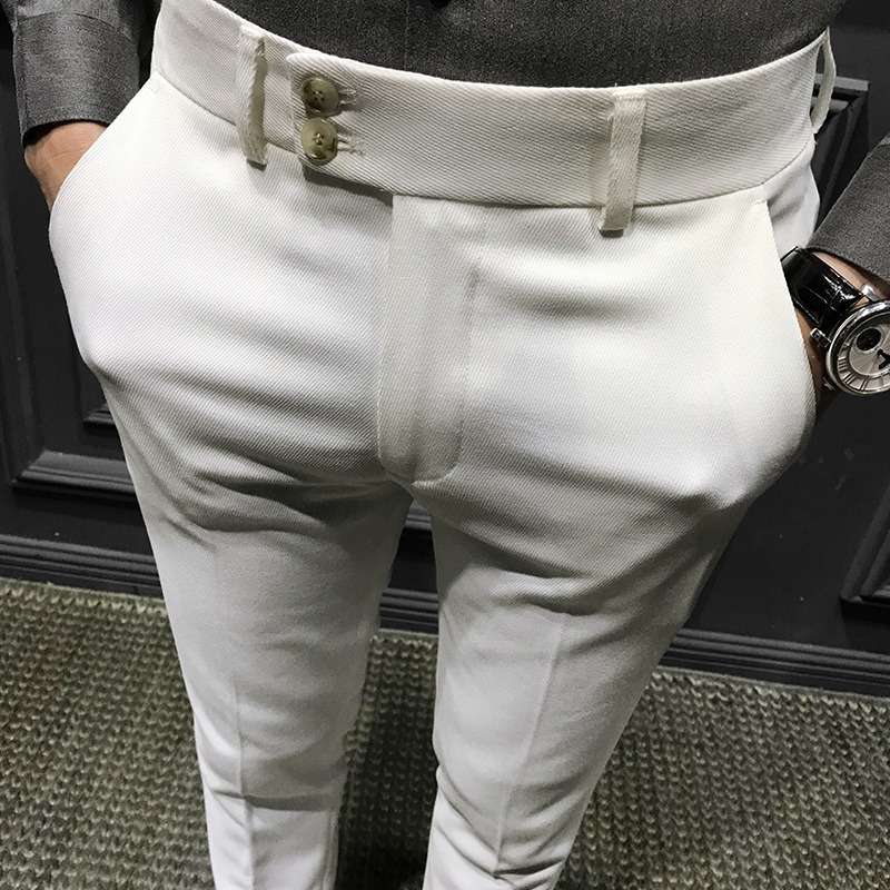 春秋季西裤男韩版修身男士西装裤小脚九分休闲裤潮流9分裤男白裤