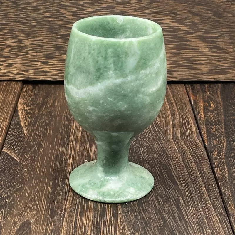 厂家批发天然贵州翠酒杯玉石高脚杯古玩玉器工艺品茶杯玉石摆件