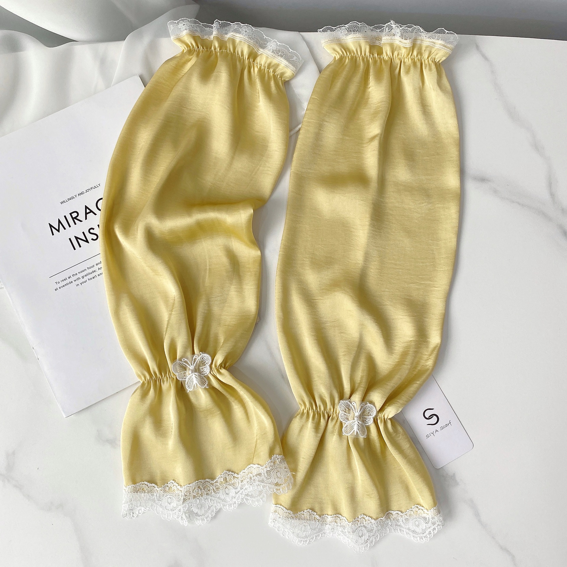 Color sólido protección solar ovisleeve verano de las mujeres suelta mariposa encaje brazo guardia mujeres al aire libre protección solar transpirable manga hielo