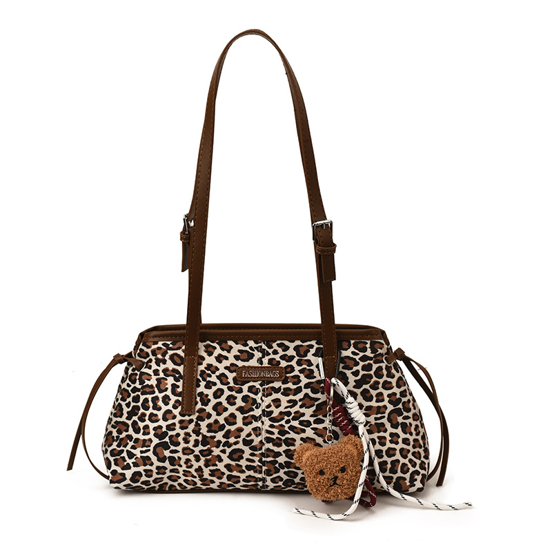 Invierno retro estampado leopardo hombro brazo bolso de gran capacidad para mujeres 2025 nueva bolsa de mano de viaje ocio
