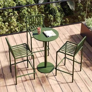 Nordic Outdoor Bar Table and Chair Combination Simple Outdoor Courtyard Open-Air Coffee Milk Tea Leisure Metal One Table and Two Chairs