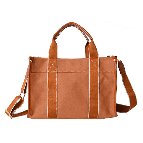 Japanese and Korean foreign trade canvas bags for women 2024 new trendy fashion handbags niche contrasting color commuter shoulder crossbody bag