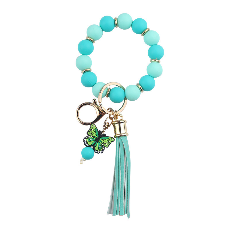 Simple Style Tassel Butterfly Pu Leather Silica Gel Women's Keychain display picture 5