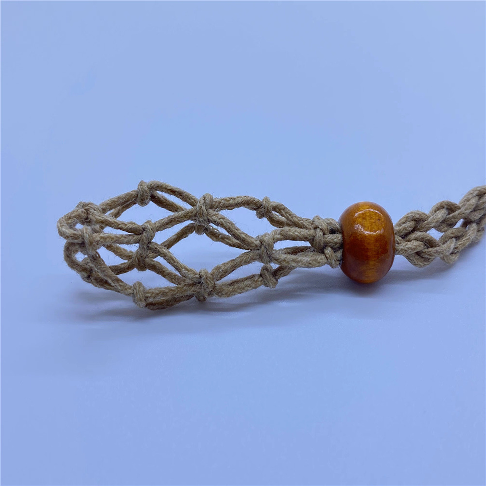 Transfronterizo de piedra natural bolsillo de red trenzado colgante ajustable bolsillo de red retráctil mano trenzada red soporte cuerda retro
