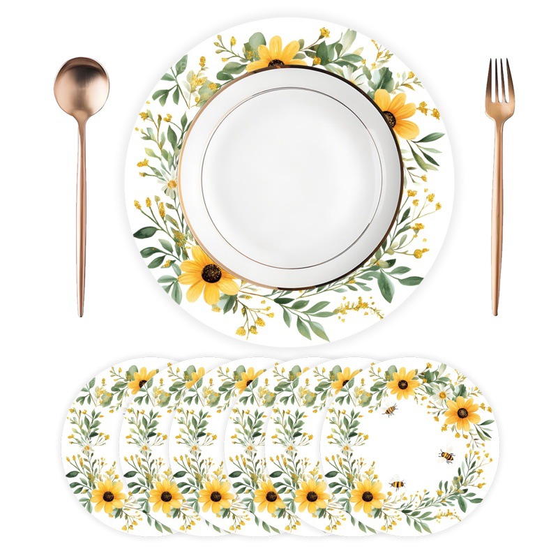 Transfronterizos calientes desechables almohadillas de papel dorado parpadeante decoración de platos adecuados para platos de banquete de boda