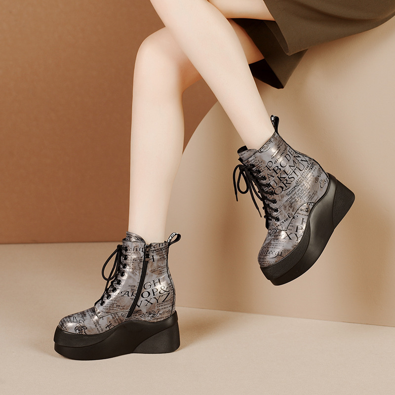 Great Wear European Explosive Inner Height Boots British Style Fashion All-Match Round Head Platform Bottom Casual Martin Boots