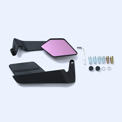 Motorcycle rearview mirror Field of View Aluminum Alloy Universal - black-combination-purple-mirror
