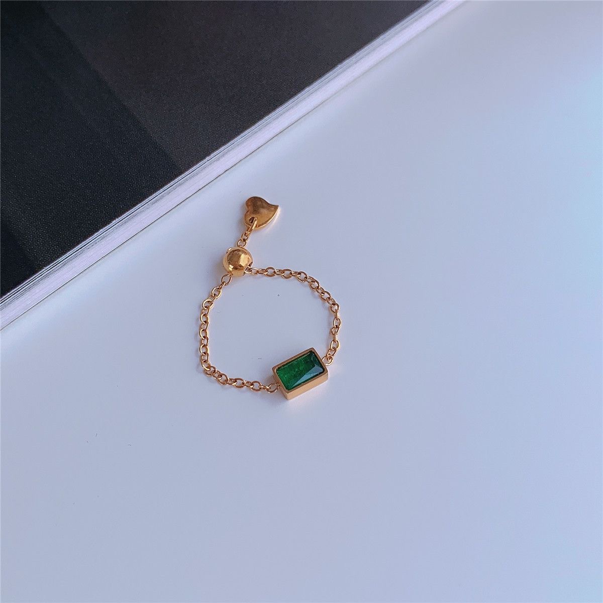 4g Weight Zircon Inlay Material Rings Classification Adjustable Ring Size Casual Simple Style Rectangle Titanium Steel Zircon Rings In Bulk