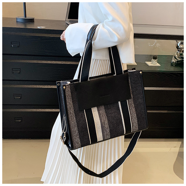 Rayas contraste color estilo coreano moda bolso de mano de las mujeres 2023 nuevo bolso de gran capacidad moda hombro mensajero bolsa image 9