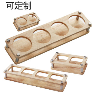 Wooden rack soy sauce and vinegar bottle tray seasoning bottle rack stainless steel column bottom tray wood glass bottle solid wood