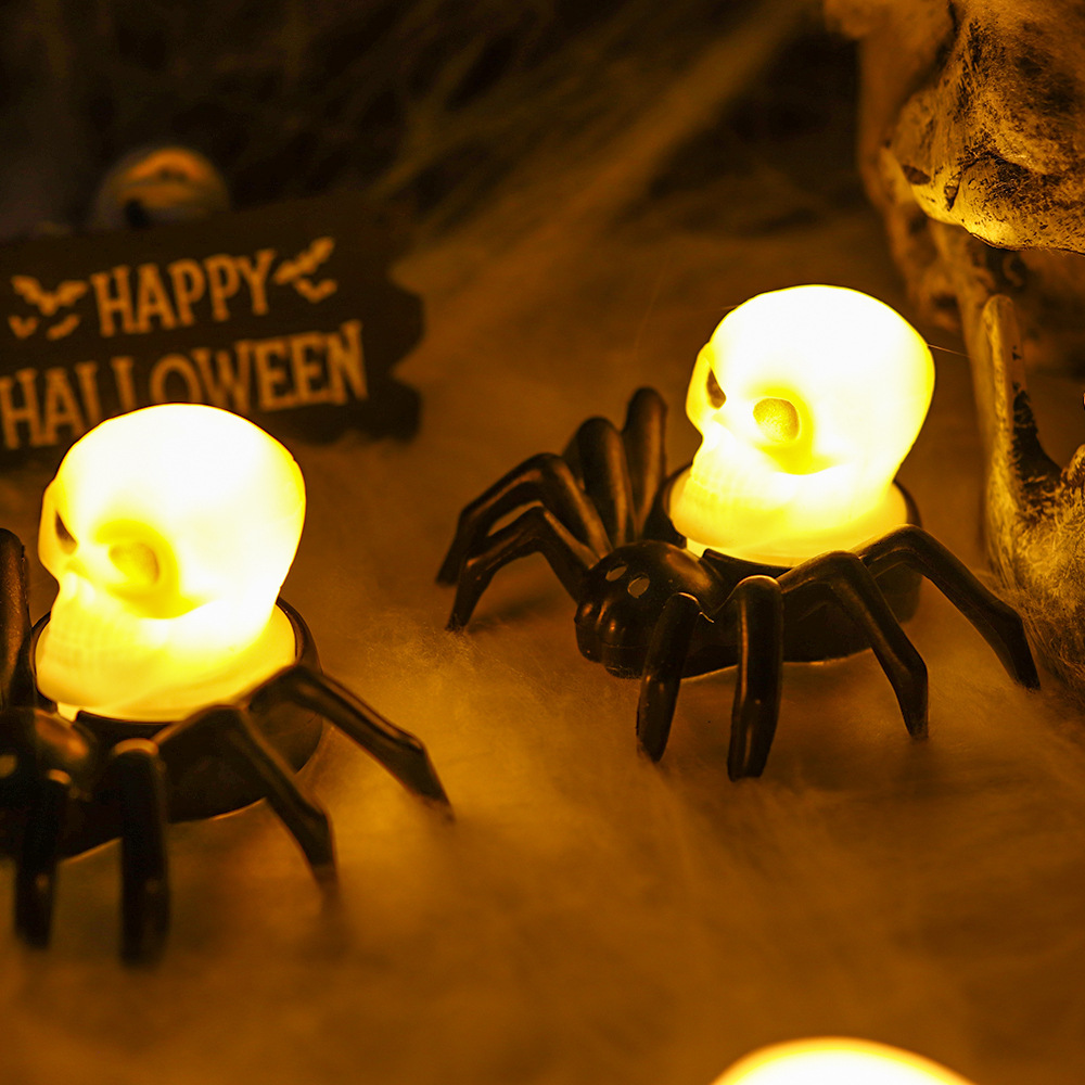Luz de vela de araña de Halloween Luz de noche luminosa electrónica LED Ambiente de fiesta Adornos decorativos Accesorios para fotos