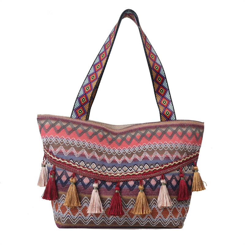 Bolso de mano de textura de moda transfronteriza, bolso de hombro, bolso de estilo nacional, bolso de mujer, nuevo bolso de mochila de gran capacidad, bolso especial