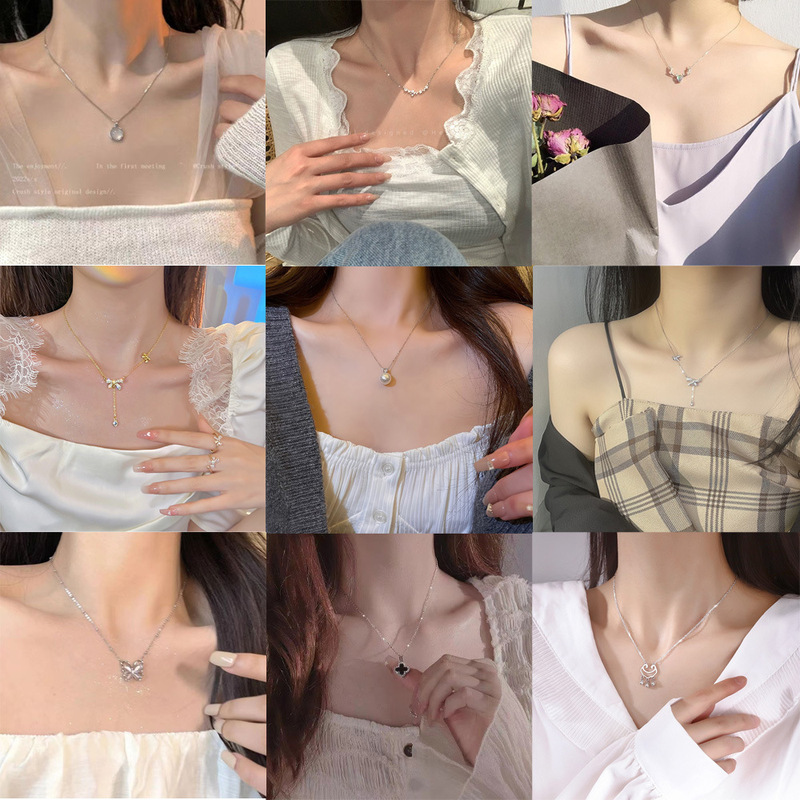 Korean-Style Design Pearl Necklace, Light Luxury, Niche, High-End Feel, Non-Fading, Stylish Titanium Steel Clavicle Chain Accessory Korean-Style Design Pearl Necklace, Light Luxury, Niche, High-End Feel, Non-Fading, Stylish Titanium Steel Clavicle Chain Accessory