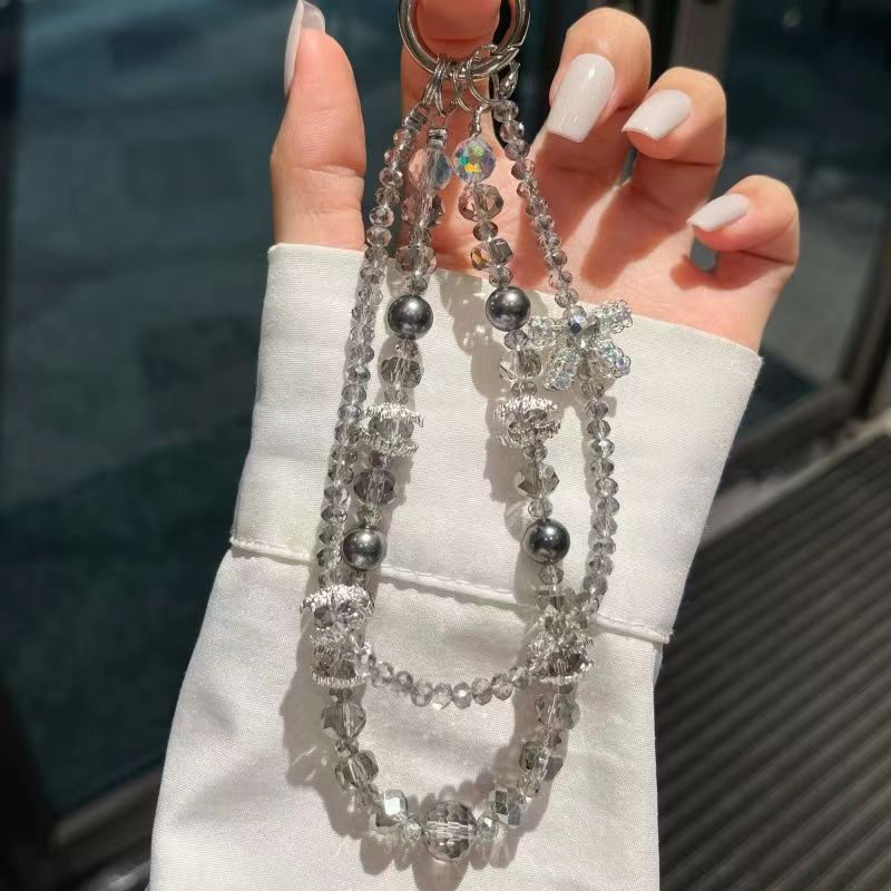 高级感水晶手机链条爱心水钻双链挂饰手机壳挂绳钥匙扣包挂件防丢|undefined