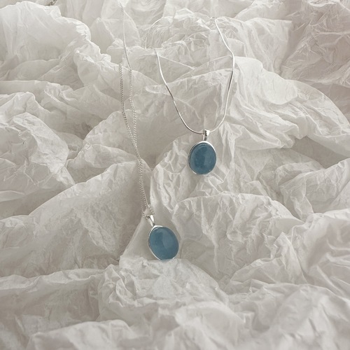 Women's Sea Blue Zirconia Necklace Geometric Elliptical Exquisite Elegant S925 Silver Ins Lockchain Niche Influencer Necklace