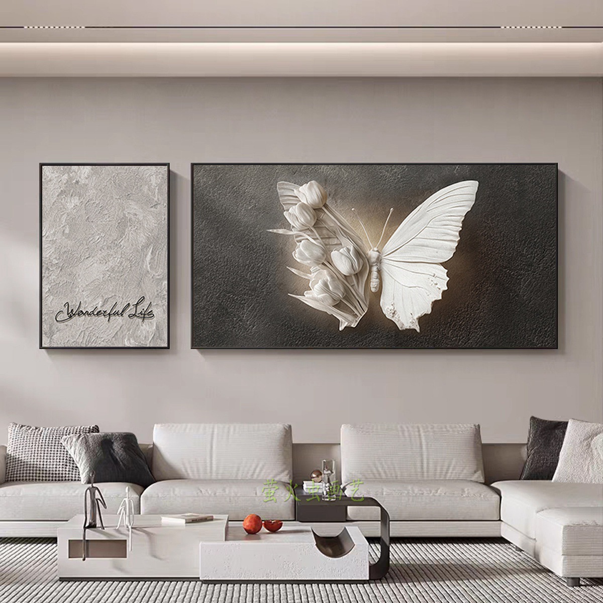Luz de lujo de alto nivel pintura de decoración de la sala de estar estereoscópica abstracta sofá fondo pintura mural simple moderna pintura colgante