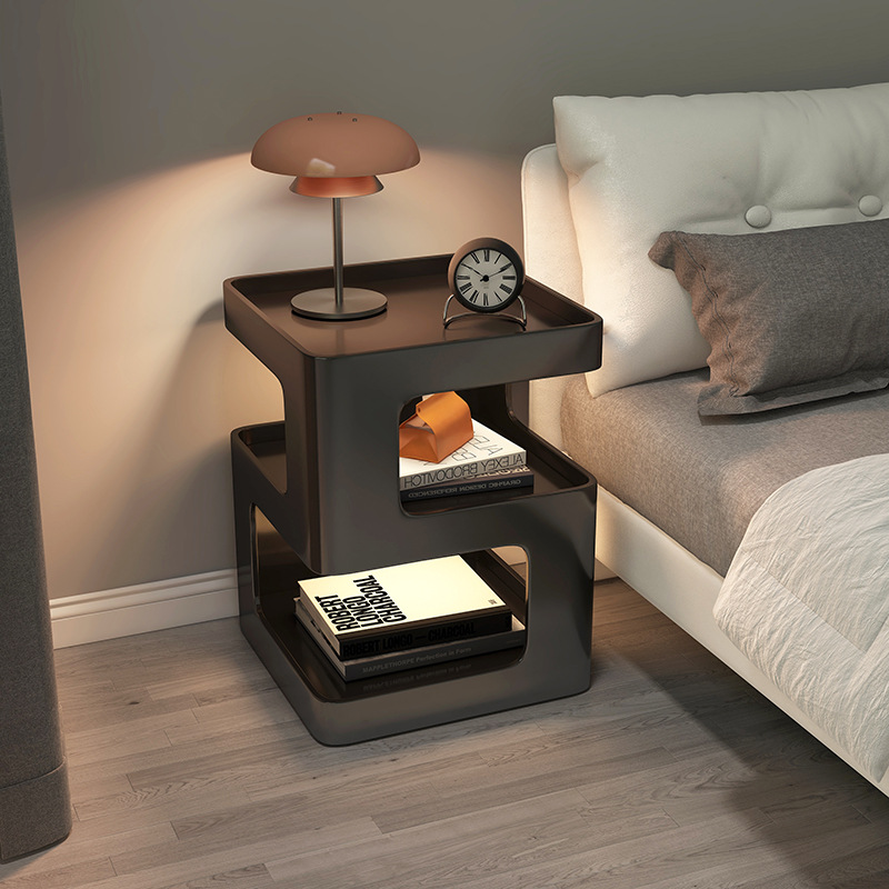 Mesa de cabezal de cama dormitorio armario de almacenamiento armario de almacenamiento estante de libros simple estante de visualización multifuncional estante de almacenamiento lateral doméstico