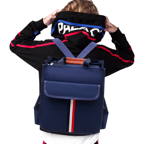 Student three-layer book bag handbag tutoring bag canvas waterproof primary school student tutoring bag children's shoulder art bag