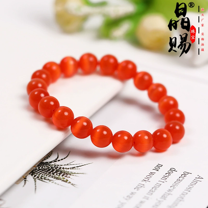 Shiny beaded bracelet for men and women natural stone, cat's eye, Korean style, wholesale