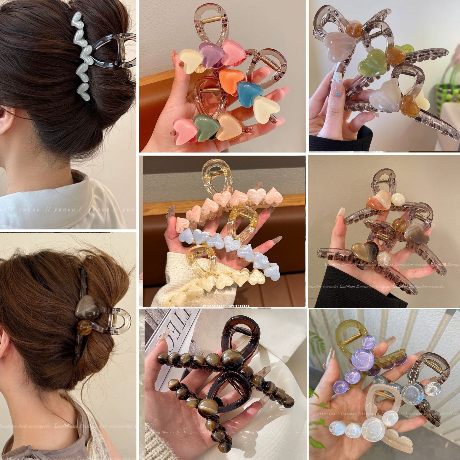 Pinza de pelo elegante con forma de corazón para recogidos mujer_voghion.com