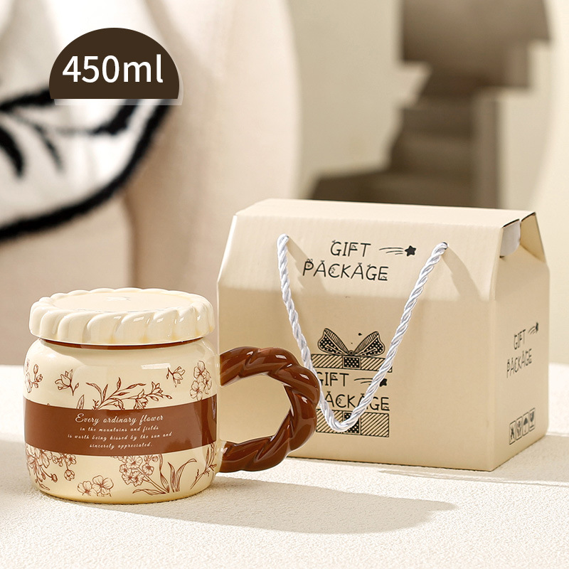 Taza de cerámica retro francesa Taza de agua de oficina Taza de alto valor Dormitorio en casa Taza de café Taza de pareja Hombre