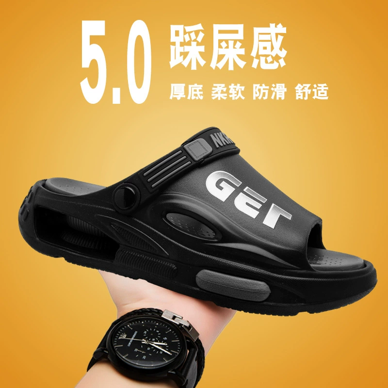 Мужские тапочки 2025, новые летние уличные нескользящие сандалии на толстой подошве для вождения на открытом воздухе, пляжные сандалии двойного назначения