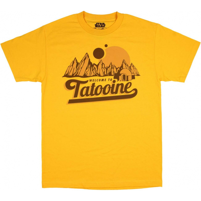 European Size Cotton Men's Clothing Amazon Website: T-Shirt - Star Wars - New Tatooine - Yellow