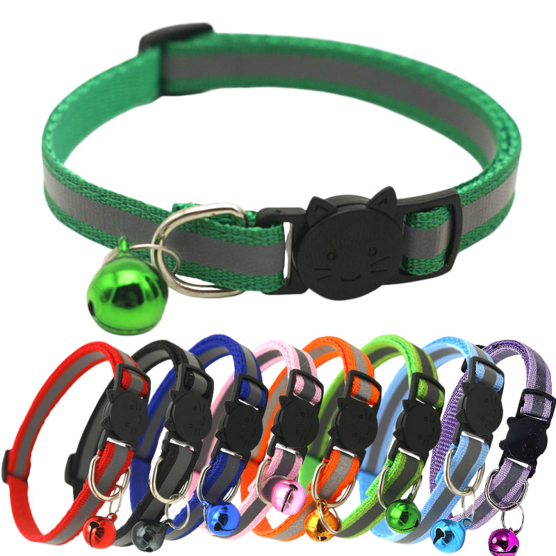 Pet Reflective Collar Safety Buckle Cat Collar Bell Cat Head Round Ears Cross-Border Cat and Dog Collars Wholesale in Stock