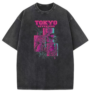 Men's Summer Fashion Brand Fashionable Mid-Sleeve oversize T-Shirt American Vintage Washed Old Heavy Cotton Short Sleeve Customization