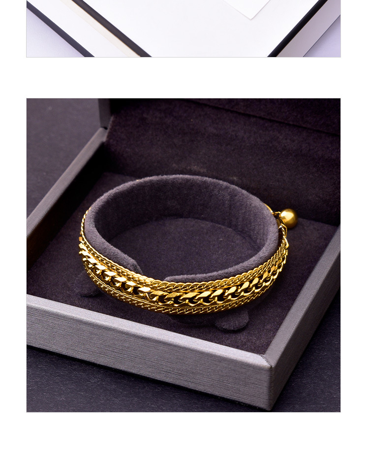 Daily Occasion 304 Stainless Steel Material Solid Color Pattern Fashion Solid Color 304 Stainless Steel 18K Gold Plated Stainless Steel Bracelets In Bulk