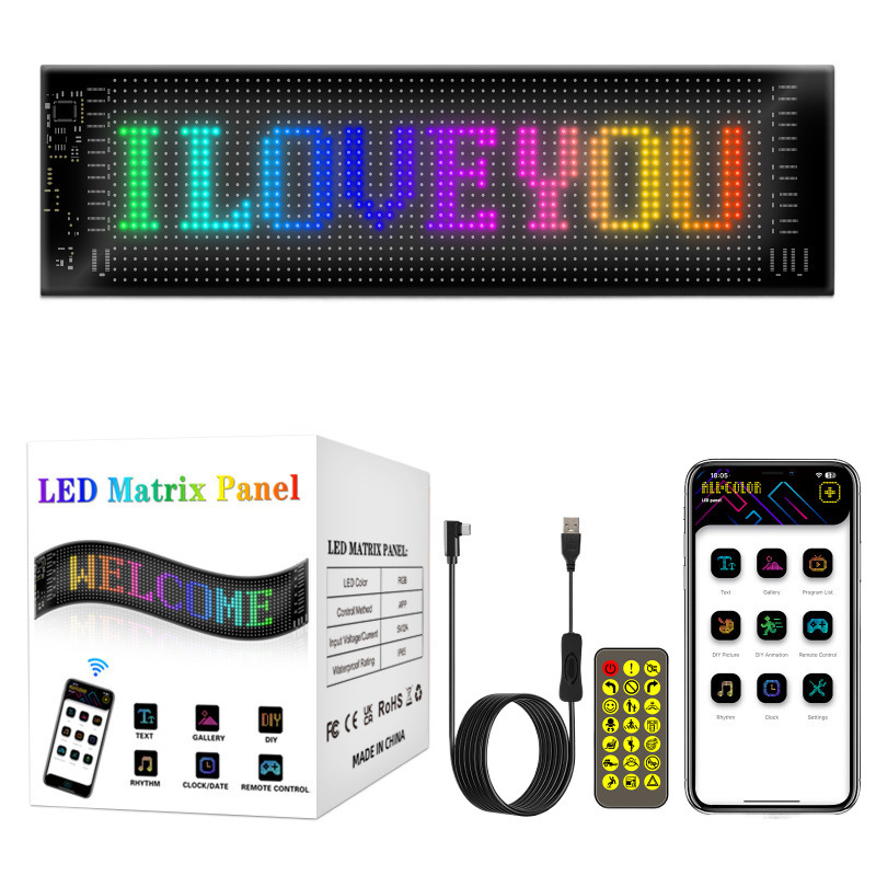 Pantalla de visualización flexible LED APP pantalla de publicidad de automóvil Bluetooth ventana trasera de automóvil LED pantalla suave pantalla de desplazamiento de subtítulos a color completo