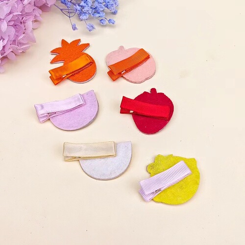 Lemon pineapple watermelon fruit embroidery hair clip 70532 baby hair clip full cloth children's cute hair clip