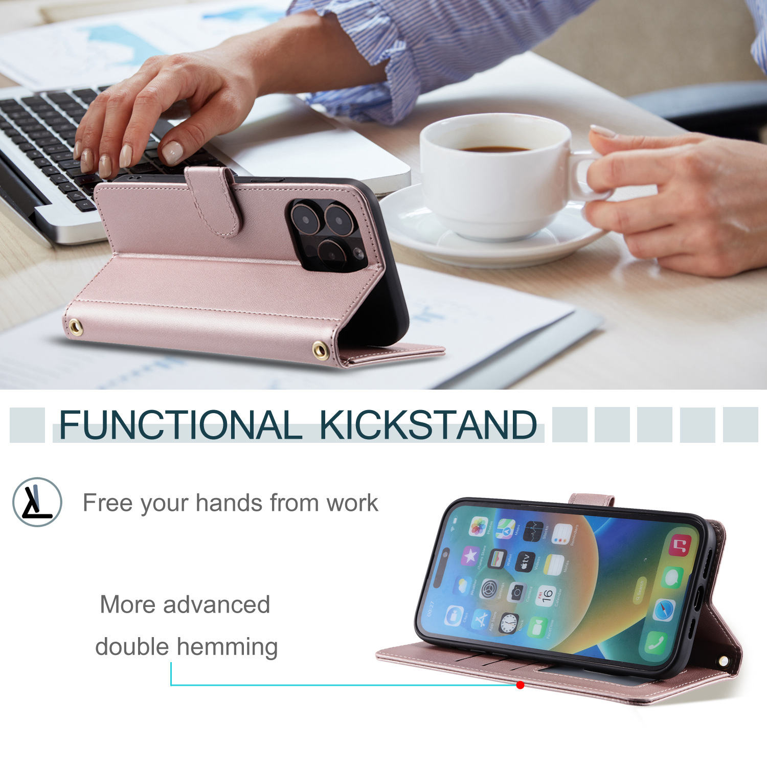 Phone Case With Card Holder And Crossbody Strap For Iphone 15 Pro Max_voghion.com